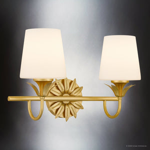 Urban Ambiance - Bath Light - UQL6731 Traditional Indoor Bath Light, 10.25''H x 15.5''W x 7.25''Dep, Gold Leaf Finish, Ambershaw Collection - 