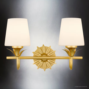 Urban Ambiance - Bath Light - UQL6731 Traditional Indoor Bath Light, 10.25''H x 15.5''W x 7.25''Dep, Gold Leaf Finish, Ambershaw Collection - 
