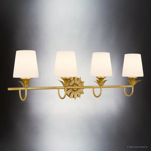 Urban Ambiance - Bath Light - UQL6734 Traditional Indoor Bath Light, 10.25''H x 32''W x 7.25''Dep, Gold Leaf Finish, Ambershaw Collection - 