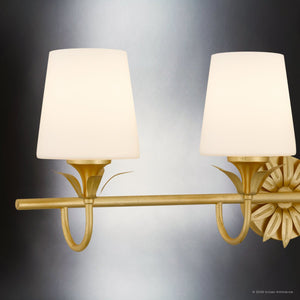 Urban Ambiance - Bath Light - UQL6734 Traditional Indoor Bath Light, 10.25''H x 32''W x 7.25''Dep, Gold Leaf Finish, Ambershaw Collection - 