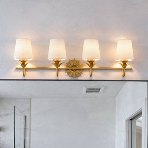 Urban Ambiance - Bath Light - UQL6734 Traditional Indoor Bath Light, 10.25''H x 32''W x 7.25''Dep, Gold Leaf Finish, Ambershaw Collection - 