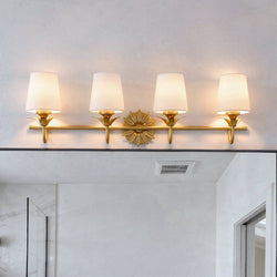 Urban Ambiance - Bath Light - UQL6734 Traditional Indoor Bath Light, 10.25''H x 32''W x 7.25''Dep, Gold Leaf Finish, Ambershaw Collection - 