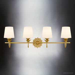 Urban Ambiance - Bath Light - UQL6734 Traditional Indoor Bath Light, 10.25''H x 32''W x 7.25''Dep, Gold Leaf Finish, Ambershaw Collection - 