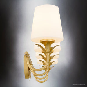 Urban Ambiance - Bath Light - UQL6734 Traditional Indoor Bath Light, 10.25''H x 32''W x 7.25''Dep, Gold Leaf Finish, Ambershaw Collection - 