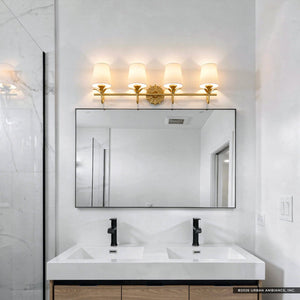Urban Ambiance - Bath Light - UQL6734 Traditional Indoor Bath Light, 10.25''H x 32''W x 7.25''Dep, Gold Leaf Finish, Ambershaw Collection - 