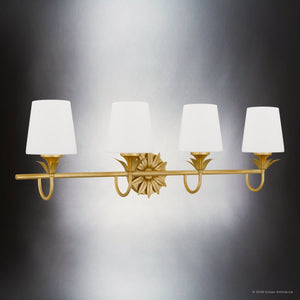 Urban Ambiance - Bath Light - UQL6734 Traditional Indoor Bath Light, 10.25''H x 32''W x 7.25''Dep, Gold Leaf Finish, Ambershaw Collection - 