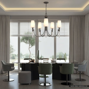 Urban Ambiance - Chandelier - UQL6760 Transitional Indoor Chandelier, 26''H x 32''W x 32''Dep, Iron Gate Finish, Ellingford Collection - 