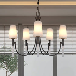 Urban Ambiance - Chandelier - UQL6760 Transitional Indoor Chandelier, 26''H x 32''W x 32''Dep, Iron Gate Finish, Ellingford Collection - 