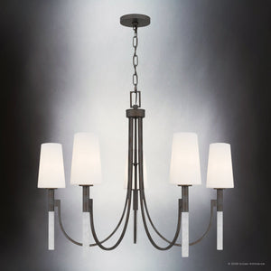 Urban Ambiance - Chandelier - UQL6760 Transitional Indoor Chandelier, 26''H x 32''W x 32''Dep, Iron Gate Finish, Ellingford Collection - 
