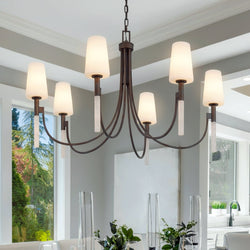 Urban Ambiance - Chandelier - UQL6761 Transitional Indoor Chandelier, 26''H x 40''W x 40''Dep, Iron Gate Finish, Ellingford Collection - 