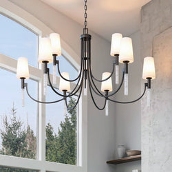 Urban Ambiance - Chandelier - UQL6762 Transitional Indoor Chandelier, 29''H x 48''W x 48''Dep, Iron Gate Finish, Ellingford Collection - 
