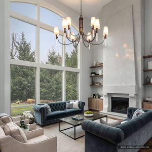 Urban Ambiance - Chandelier - UQL6762 Transitional Indoor Chandelier, 29''H x 48''W x 48''Dep, Iron Gate Finish, Ellingford Collection - 