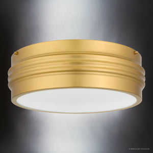 Urban Ambiance - Ceiling Light - UQL6770 Art Deco Indoor Ceiling Light, 5.25''H x 16''W x 16''Dep, Brushed Gold Finish, Islebury Collection - 