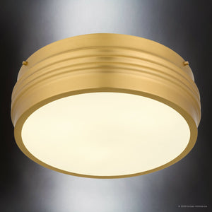 Urban Ambiance - Ceiling Light - UQL6770 Art Deco Indoor Ceiling Light, 5.25''H x 16''W x 16''Dep, Brushed Gold Finish, Islebury Collection - 