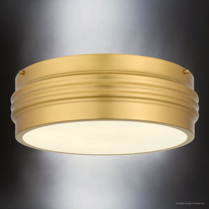 Urban Ambiance - Ceiling Light - UQL6770 Art Deco Indoor Ceiling Light, 5.25''H x 16''W x 16''Dep, Brushed Gold Finish, Islebury Collection - 