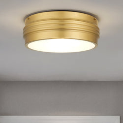 Urban Ambiance - Ceiling Light - UQL6770 Art Deco Indoor Ceiling Light, 5.25''H x 16''W x 16''Dep, Brushed Gold Finish, Islebury Collection - 