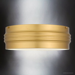 Urban Ambiance - Ceiling Light - UQL6770 Art Deco Indoor Ceiling Light, 5.25''H x 16''W x 16''Dep, Brushed Gold Finish, Islebury Collection - 