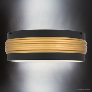 Urban Ambiance - Ceiling Light - UQL6771 Art Deco Indoor Ceiling Light, 5.25''H x 16''W x 16''Dep, Matte Black Finish, Islebury Collection - 