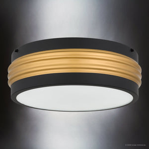 Urban Ambiance - Ceiling Light - UQL6771 Art Deco Indoor Ceiling Light, 5.25''H x 16''W x 16''Dep, Matte Black Finish, Islebury Collection - 