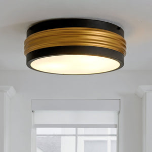 Urban Ambiance - Ceiling Light - UQL6771 Art Deco Indoor Ceiling Light, 5.25''H x 16''W x 16''Dep, Matte Black Finish, Islebury Collection - 