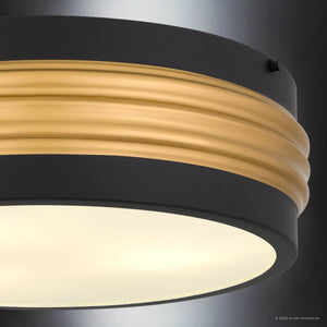 Urban Ambiance - Ceiling Light - UQL6771 Art Deco Indoor Ceiling Light, 5.25''H x 16''W x 16''Dep, Matte Black Finish, Islebury Collection - 