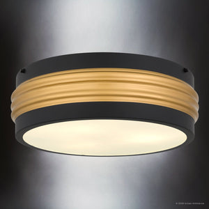 Urban Ambiance - Ceiling Light - UQL6771 Art Deco Indoor Ceiling Light, 5.25''H x 16''W x 16''Dep, Matte Black Finish, Islebury Collection - 