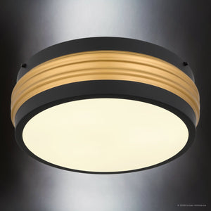 Urban Ambiance - Ceiling Light - UQL6771 Art Deco Indoor Ceiling Light, 5.25''H x 16''W x 16''Dep, Matte Black Finish, Islebury Collection - 