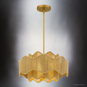 Urban Ambiance - Pendant - UQL6790 Bohemian Indoor Pendant, 10.25''H x 18.25''W x 18.25''Dep, Brushed Gold Finish, Jexford Collection - 