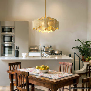 Urban Ambiance - Pendant - UQL6790 Bohemian Indoor Pendant, 10.25''H x 18.25''W x 18.25''Dep, Brushed Gold Finish, Jexford Collection - 