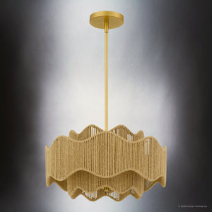Urban Ambiance - Pendant - UQL6790 Bohemian Indoor Pendant, 10.25''H x 18.25''W x 18.25''Dep, Brushed Gold Finish, Jexford Collection - 