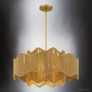 Urban Ambiance - Pendant - UQL6791 Bohemian Indoor Pendant, 13.75''H x 24.25''W x 24.25''Dep, Brushed Gold Finish, Jexford Collection - 