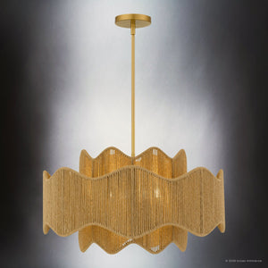 Urban Ambiance - Pendant - UQL6791 Bohemian Indoor Pendant, 13.75''H x 24.25''W x 24.25''Dep, Brushed Gold Finish, Jexford Collection - 