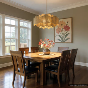 Urban Ambiance - Pendant - UQL6791 Bohemian Indoor Pendant, 13.75''H x 24.25''W x 24.25''Dep, Brushed Gold Finish, Jexford Collection - 