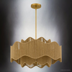 Urban Ambiance - Pendant - UQL6791 Bohemian Indoor Pendant, 13.75''H x 24.25''W x 24.25''Dep, Brushed Gold Finish, Jexford Collection - 