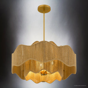 Urban Ambiance - Pendant - UQL6791 Bohemian Indoor Pendant, 13.75''H x 24.25''W x 24.25''Dep, Brushed Gold Finish, Jexford Collection - 