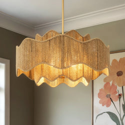 Urban Ambiance - Pendant - UQL6791 Bohemian Indoor Pendant, 13.75''H x 24.25''W x 24.25''Dep, Brushed Gold Finish, Jexford Collection - 