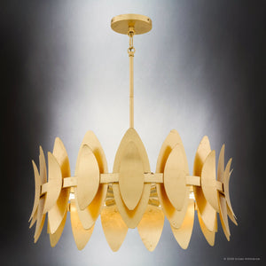 Urban Ambiance - Pendant - UQL6820 Glam Indoor Pendant, 12''H x 27.5''W x 27.5''Dep, Gold Leaf Finish, Kingswell Collection - 