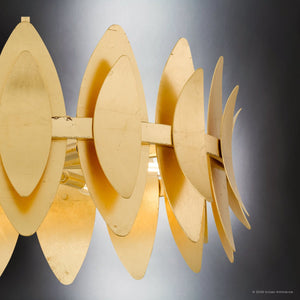 Urban Ambiance - Pendant - UQL6820 Glam Indoor Pendant, 12''H x 27.5''W x 27.5''Dep, Gold Leaf Finish, Kingswell Collection - 