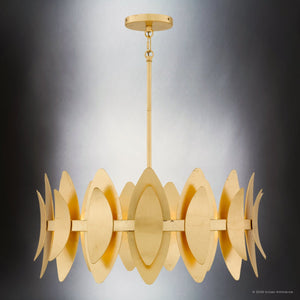 Urban Ambiance - Pendant - UQL6820 Glam Indoor Pendant, 12''H x 27.5''W x 27.5''Dep, Gold Leaf Finish, Kingswell Collection - 