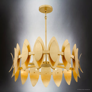 Urban Ambiance - Pendant - UQL6820 Glam Indoor Pendant, 12''H x 27.5''W x 27.5''Dep, Gold Leaf Finish, Kingswell Collection - 
