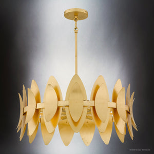 Urban Ambiance - Pendant - UQL6820 Glam Indoor Pendant, 12''H x 27.5''W x 27.5''Dep, Gold Leaf Finish, Kingswell Collection - 