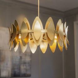 Urban Ambiance - Pendant - UQL6820 Glam Indoor Pendant, 12''H x 27.5''W x 27.5''Dep, Gold Leaf Finish, Kingswell Collection - 