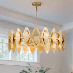 Urban Ambiance - Pendant - UQL6821 Glam Indoor Pendant, 12''H x 37.25''W x 37.25''Dep, Gold Leaf Finish, Kingswell Collection - 
