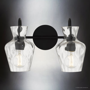 Urban Ambiance - Bath Light - UQL6830 Farmhouse Indoor Bath Light, 9.5''H x 14.25''W x 6.5''Dep, Matte Black Finish, Moorford Collection - 