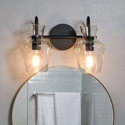 Urban Ambiance - Bath Light - UQL6830 Farmhouse Indoor Bath Light, 9.5''H x 14.25''W x 6.5''Dep, Matte Black Finish, Moorford Collection - 