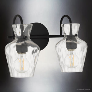 Urban Ambiance - Bath Light - UQL6830 Farmhouse Indoor Bath Light, 9.5''H x 14.25''W x 6.5''Dep, Matte Black Finish, Moorford Collection - 