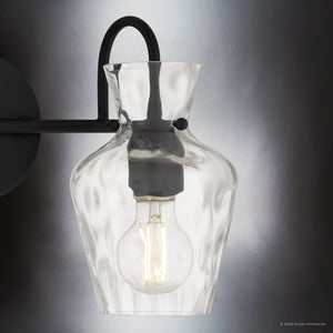 Urban Ambiance - Bath Light - UQL6830 Farmhouse Indoor Bath Light, 9.5''H x 14.25''W x 6.5''Dep, Matte Black Finish, Moorford Collection - 