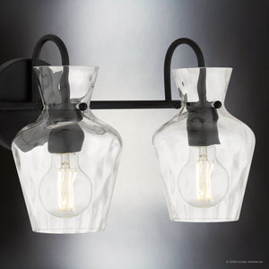 Urban Ambiance - Bath Light - UQL6831 Farmhouse Indoor Bath Light, 9.5''H x 22''W x 6.5''Dep, Matte Black Finish, Moorford Collection - 