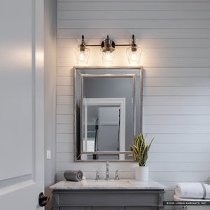 Urban Ambiance - Bath Light - UQL6831 Farmhouse Indoor Bath Light, 9.5''H x 22''W x 6.5''Dep, Matte Black Finish, Moorford Collection - 