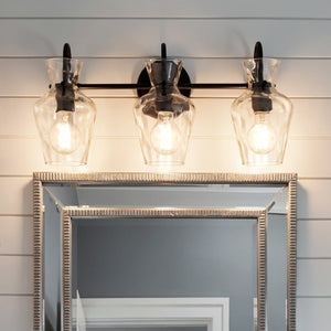 Urban Ambiance - Bath Light - UQL6831 Farmhouse Indoor Bath Light, 9.5''H x 22''W x 6.5''Dep, Matte Black Finish, Moorford Collection - 